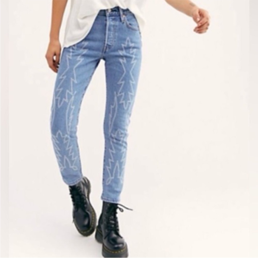 Classic Levi's 501 S Skinny Del Norte Western Flame Embroidered jeans
